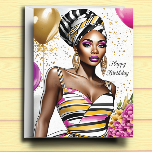 Black Woman Birthday Card R